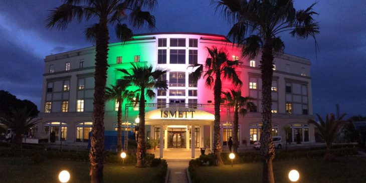 ISMETT building lit with Italian flag to honor health care wokers