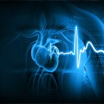 Human heart with ecg graph